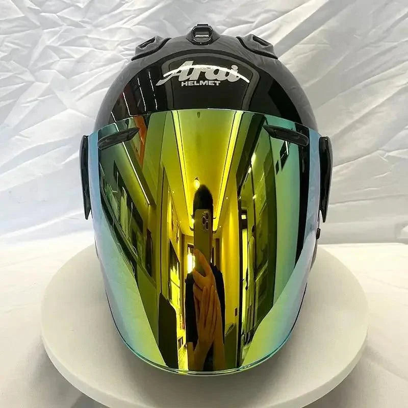 Casque Noir Brillant - VZ-RAM - 3/4 Ouvert pour l'été