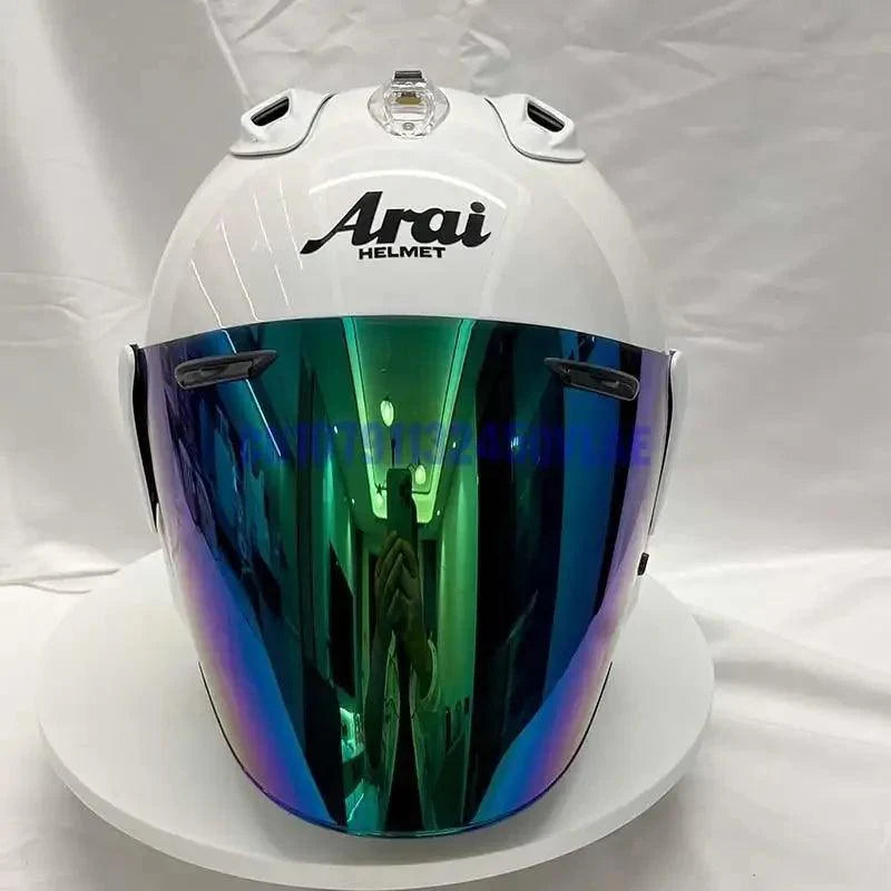 Casque Blanc Brillant - VZ-RAM - 3/4 ouvert pour l'été