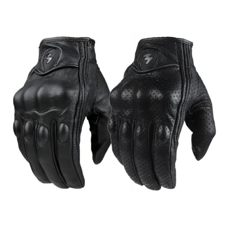 Gants de moto en cuir perforé