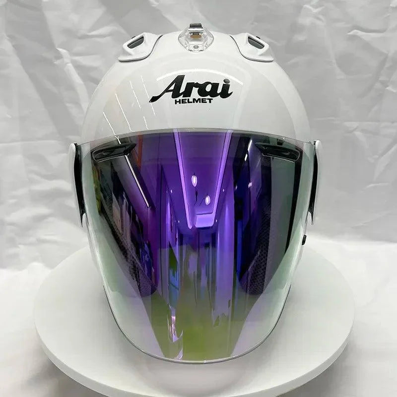 Casque Blanc Brillant - VZ-RAM - 3/4 ouvert pour l'été