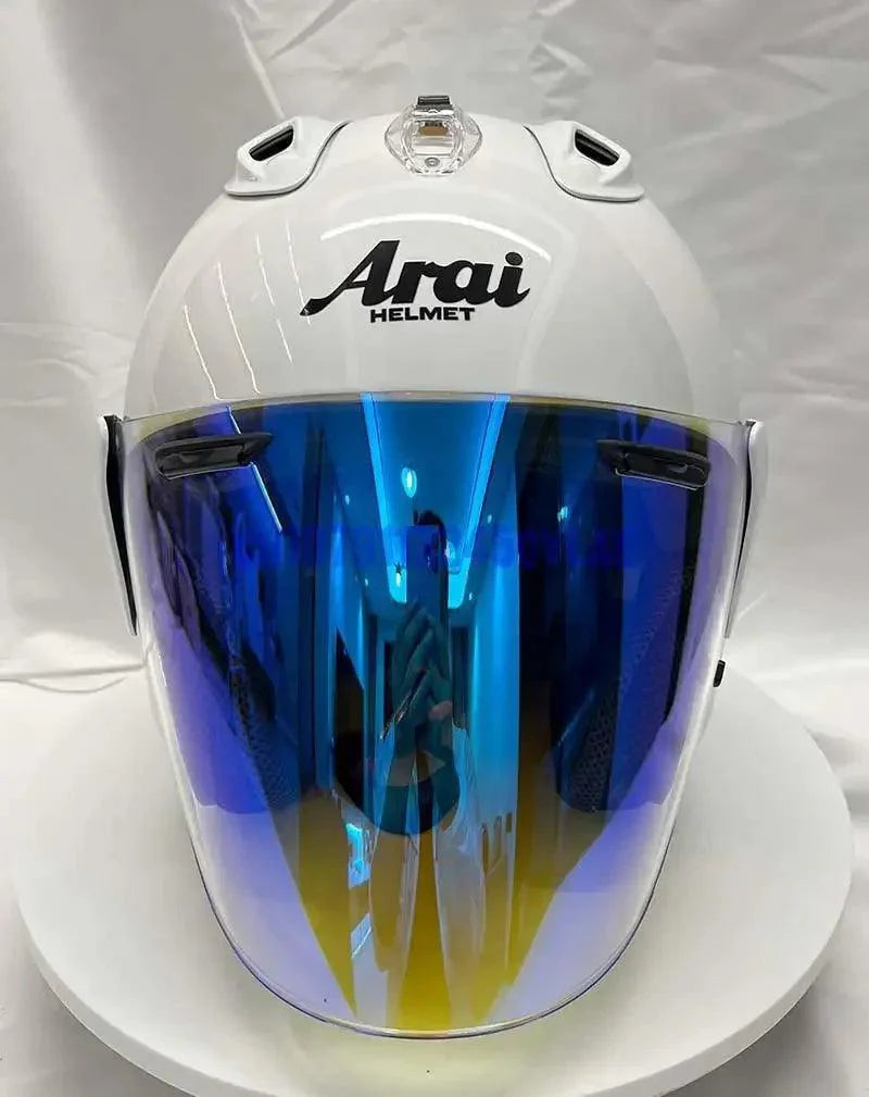 Casque Blanc Brillant - VZ-RAM - 3/4 ouvert pour l'été