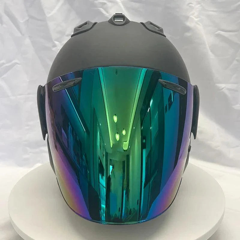 Casque Noir Mat - VZ-RAM - 3/4 ouvert pour l'été