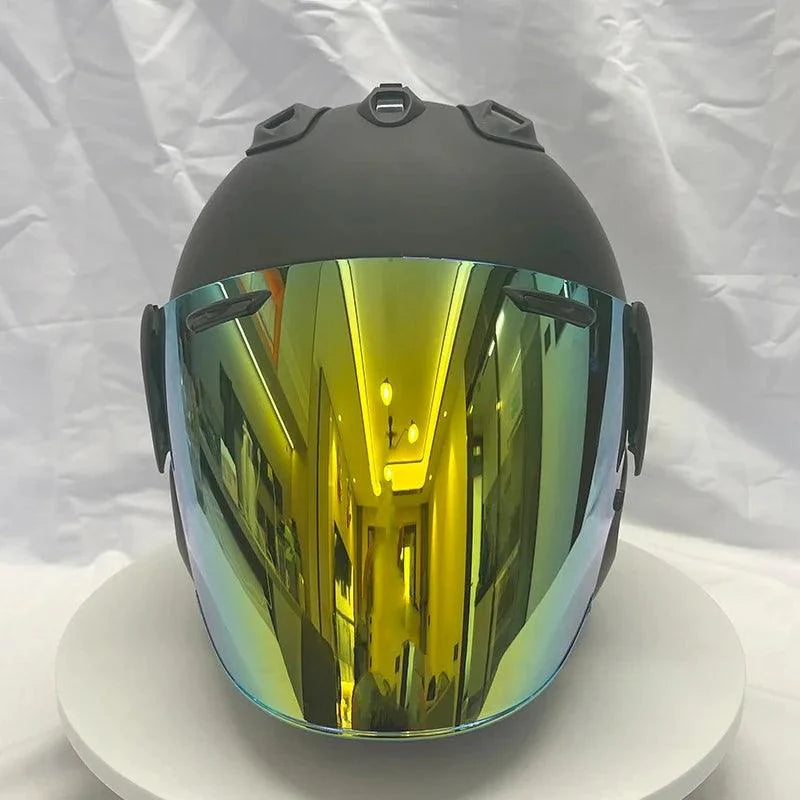 Casque Noir Mat - VZ-RAM - 3/4 ouvert pour l'été