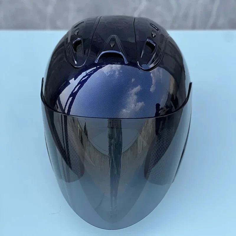 Casque bleu foncé brillant Semi-ouvert d'été - Ram4 - Moto & Scooter & Cross