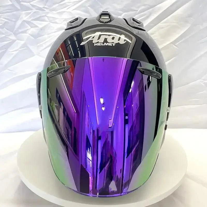 Casque Noir Brillant - VZ-RAM - 3/4 Ouvert pour l'été