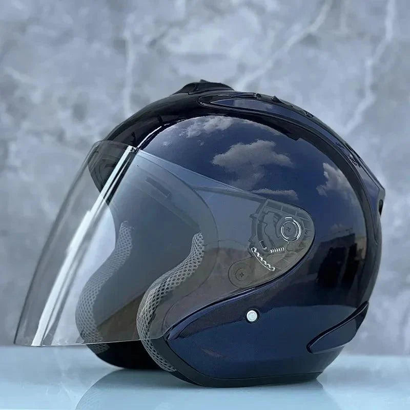 Casque bleu foncé brillant Semi-ouvert d'été - Ram4 - Moto & Scooter & Cross