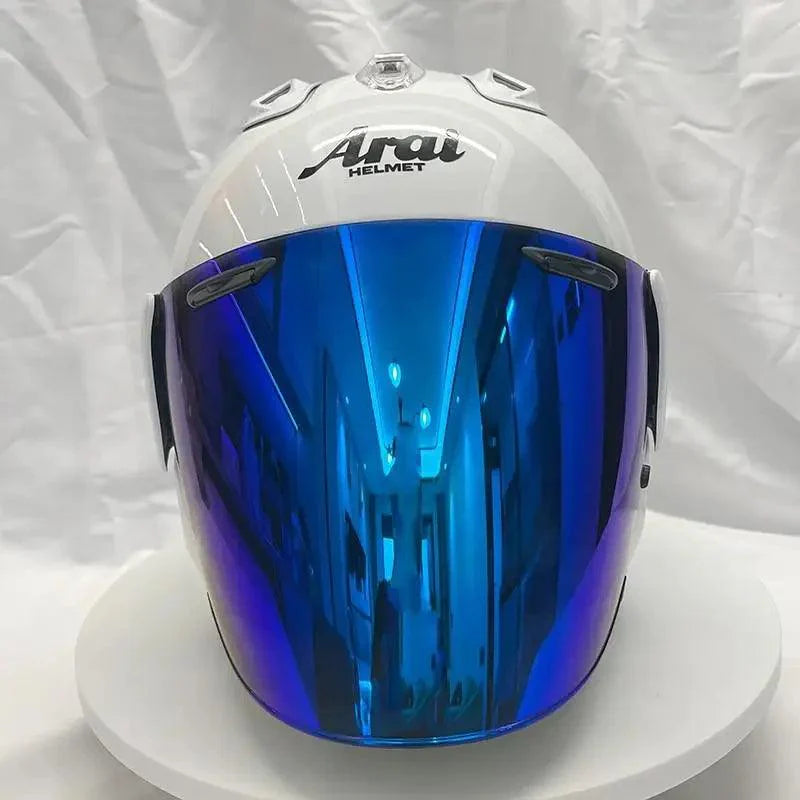 Casque Blanc Brillant - VZ-RAM - 3/4 ouvert pour l'été