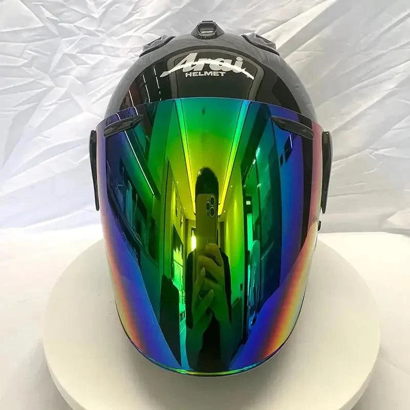 Casque Noir Brillant - VZ-RAM - 3/4 Ouvert pour l'été