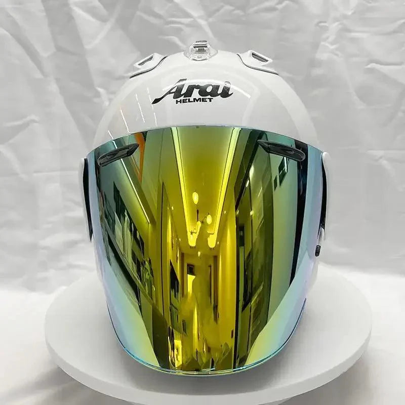 Casque Blanc Brillant - VZ-RAM - 3/4 ouvert pour l'été