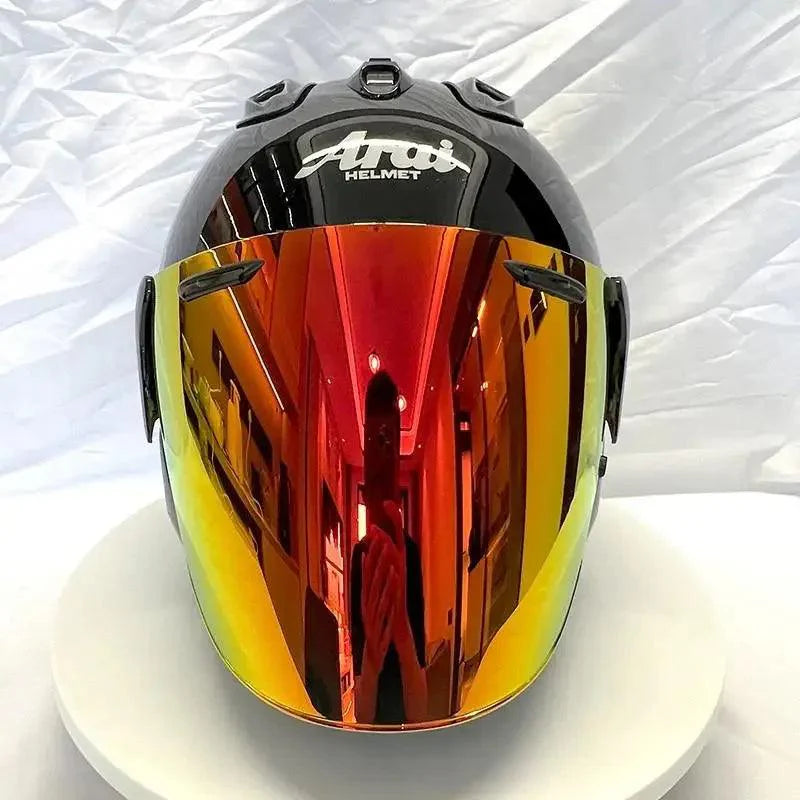 Casque Noir Brillant - VZ-RAM - 3/4 Ouvert pour l'été