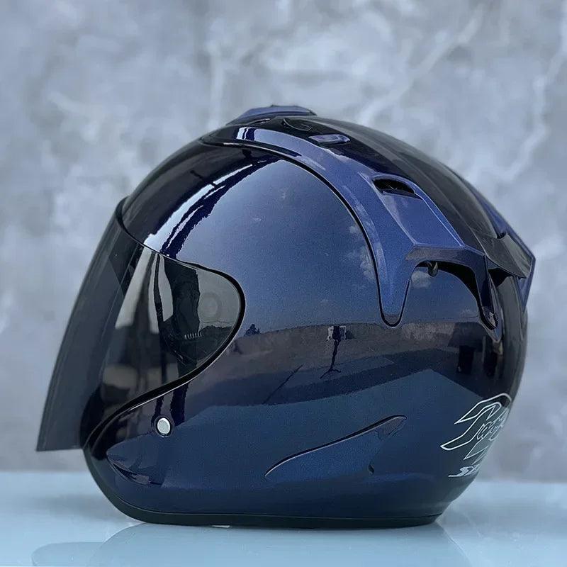 Casque bleu foncé brillant Semi-ouvert d'été - Ram4 - Moto & Scooter & Cross