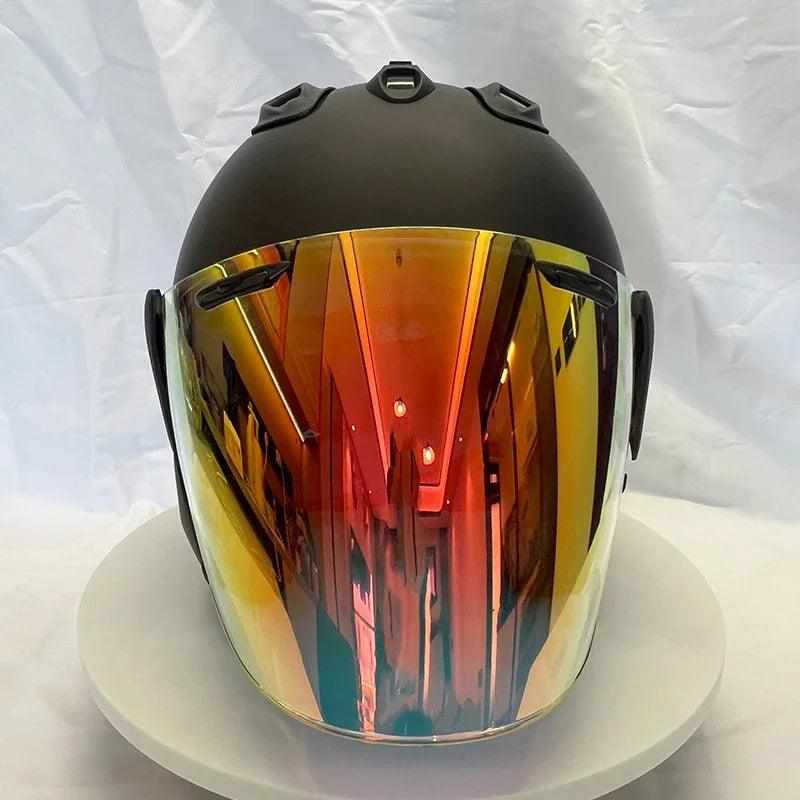 Casque Noir Mat - VZ-RAM - 3/4 ouvert pour l'été