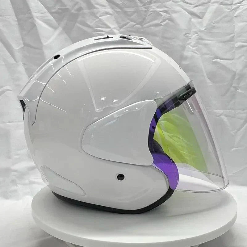 Casque Blanc Brillant - VZ-RAM - 3/4 ouvert pour l'été