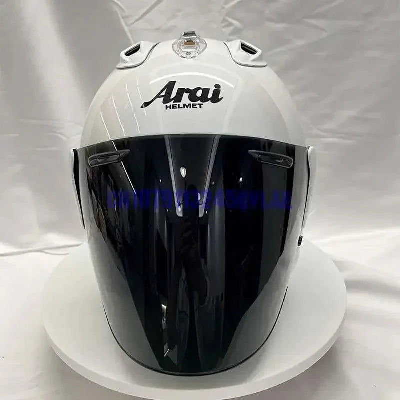 Casque Blanc Brillant - VZ-RAM - 3/4 ouvert pour l'été