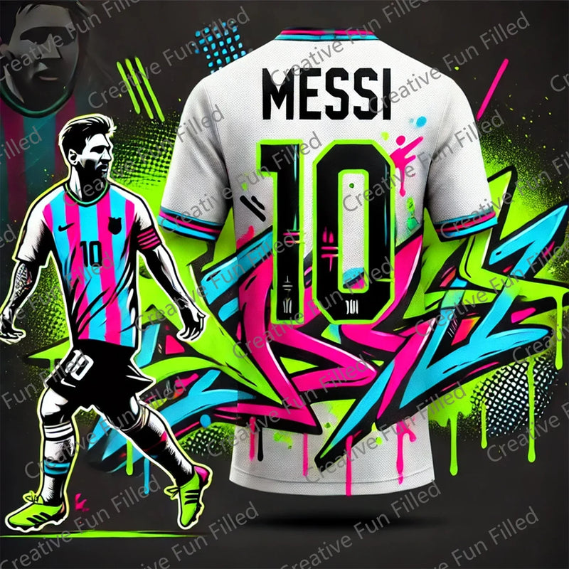 Maillot de Football Concept "Street Graffiti Messi 10" | Édition Exclusive 2025 – Enfants & Adultes